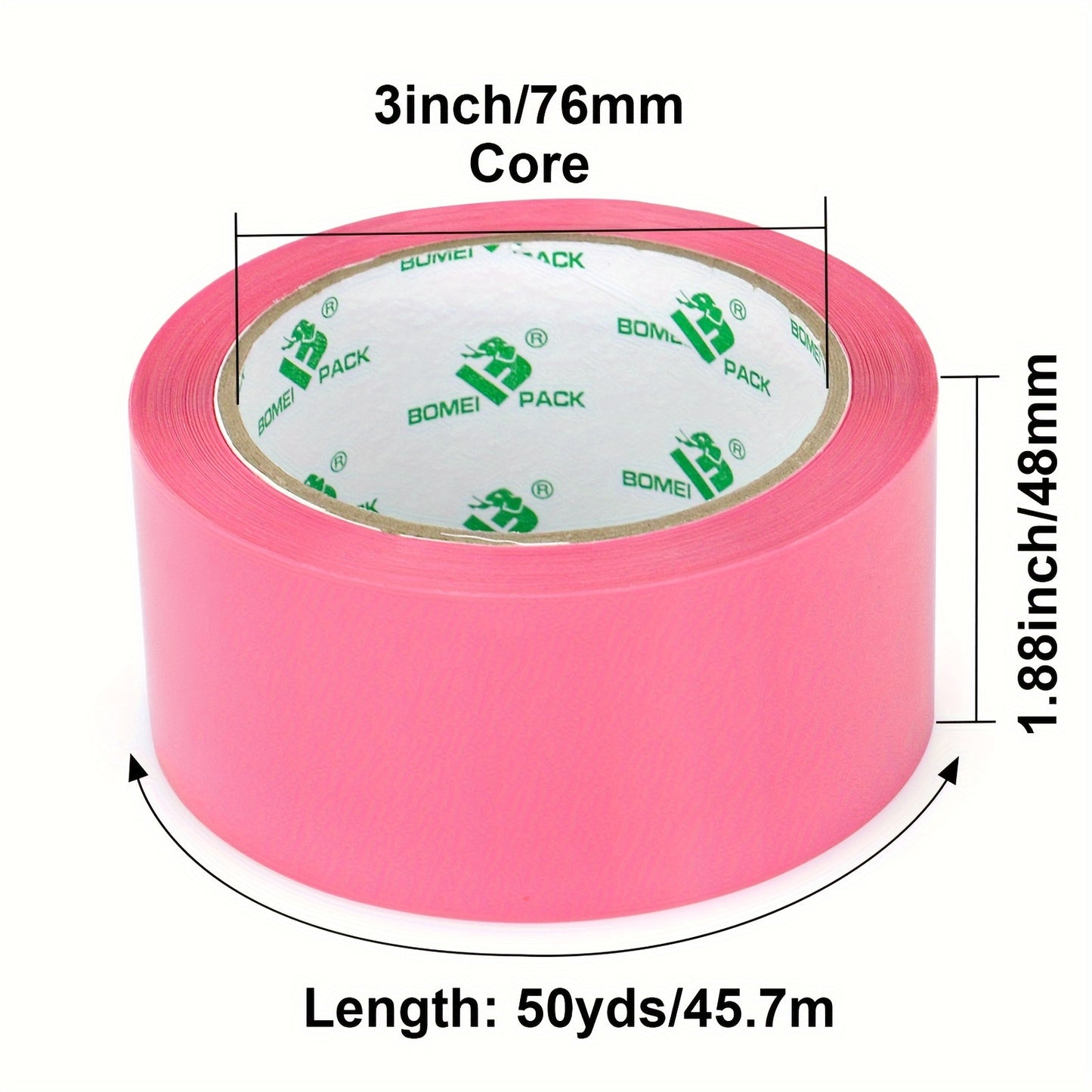 "BOMEI PACK Heavy-Duty Pink Carton Sealing Tape with Dispenser - 6 Rolls, 1.88"" x 50Yd - Waterproof PP Packing Tape for Moving, Shipping, Office, School & Factory Packaging - For Home, Office & Industrial Use - Ideal Gift for Movers & Packers"