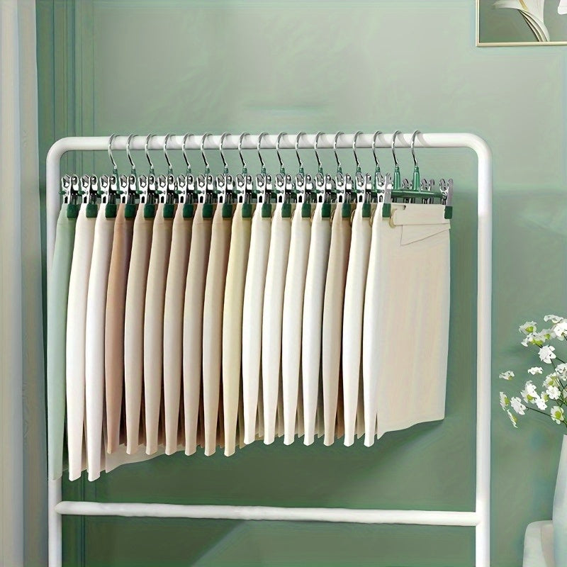 10 pink adjustable clothes hangers, suitable for pants and other clothing - Space saving metal hangers for clothing organization | Modern hanger design | Durable clips and hangers