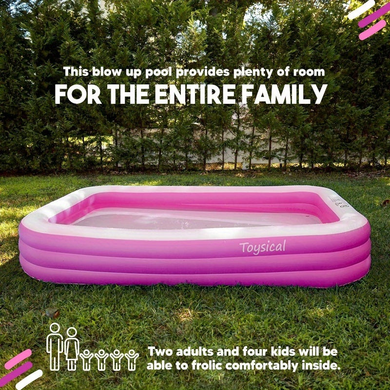 Inflatable Pool for Kids and Adults 118 x 72 x 22 More Durable Than Other Blow up Pools for Adults Includes Patches