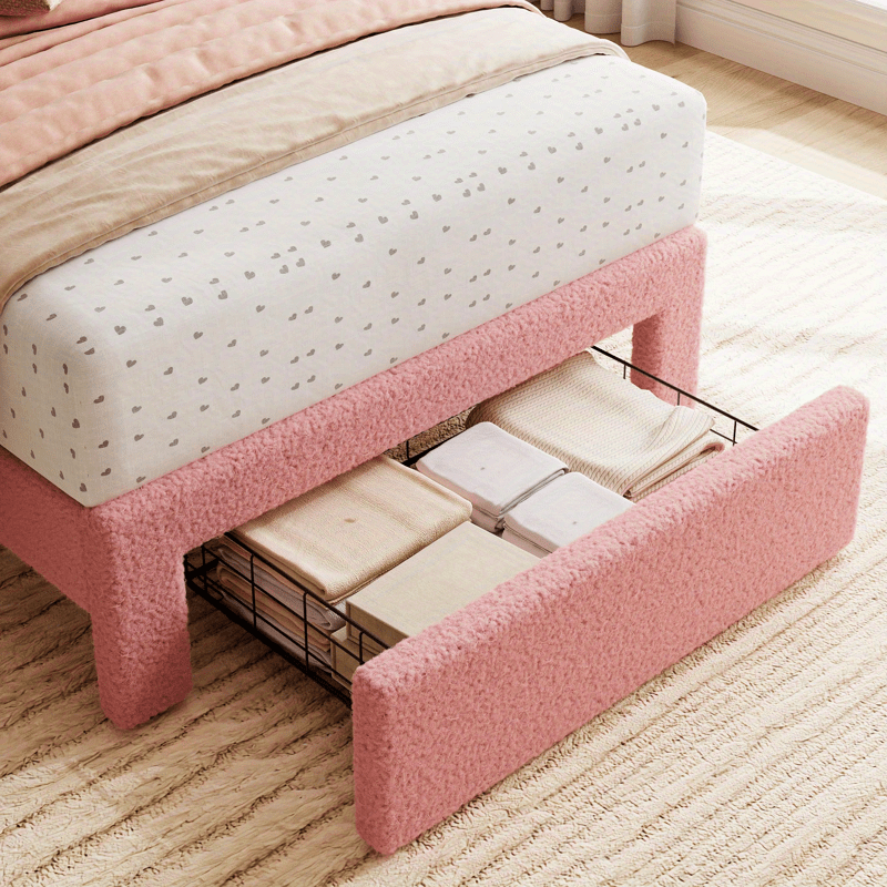 2-Pack, Elegant Upholstered Twin Platform Bed Frame with Storage Drawer, Headboard, Noise-Free Design, Guest Room Essentials, Small Space Solution, Stylish Headboard, Chic Furniture, Easy Assembly, Highquality Upholstery, Headboard Included, Compact Home
