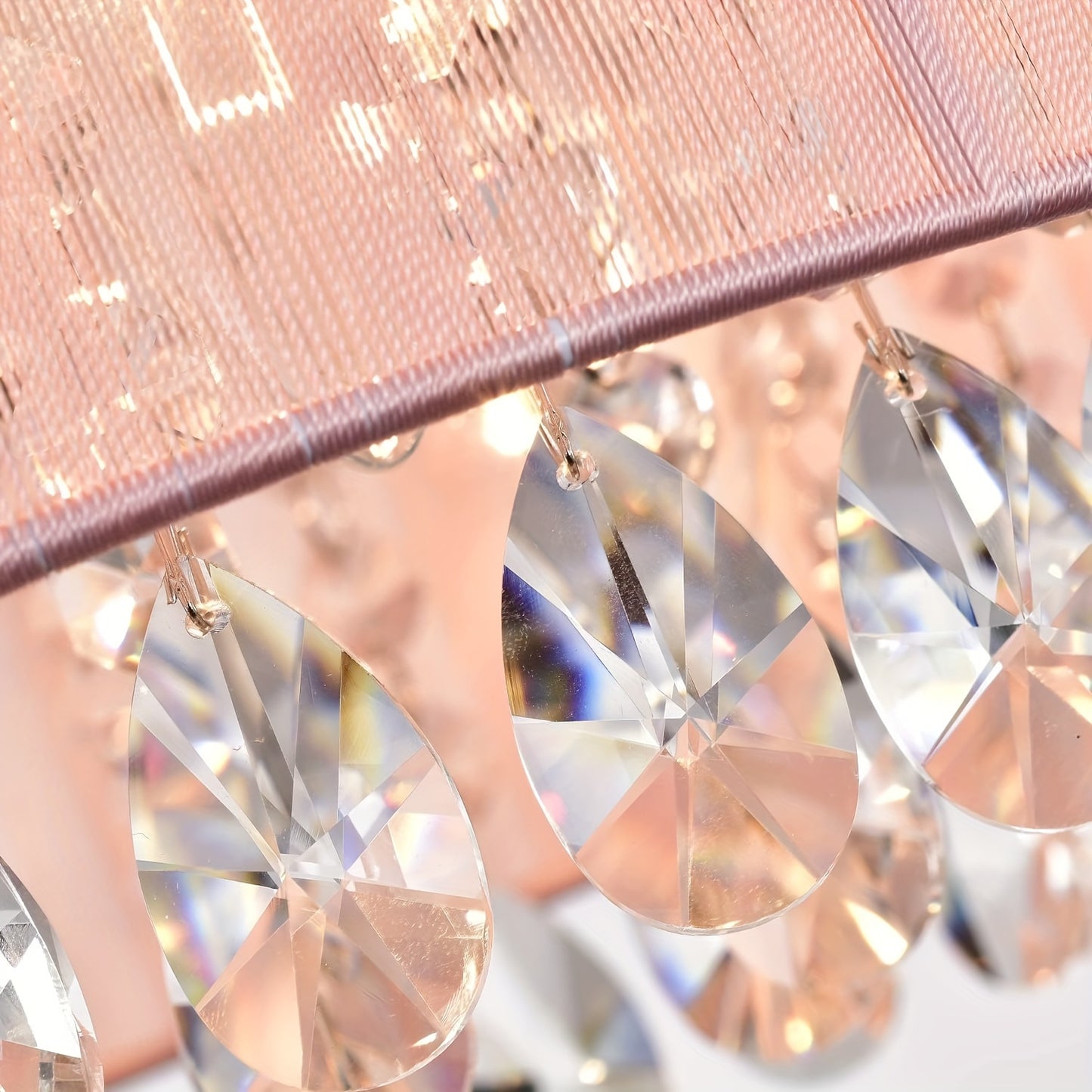 Modern Pink Crystal Chandelier – (Bulbs Not Included)