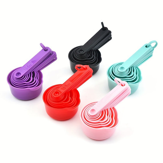 11-Piece Plastic Measuring Cups and Spoons Set - Easy-Fold, Space-Saving - Durable & Accurate Tools - For Kitchen Prep - Perfect Gift for Home Cooks & Bakers