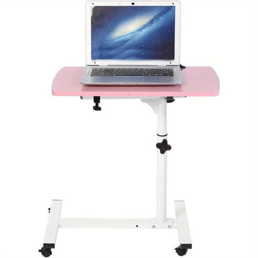 Portable Removable Laptop Desk with Wheels for Bed Sofa Books Snack - Multifunctional & Durable (Pink)