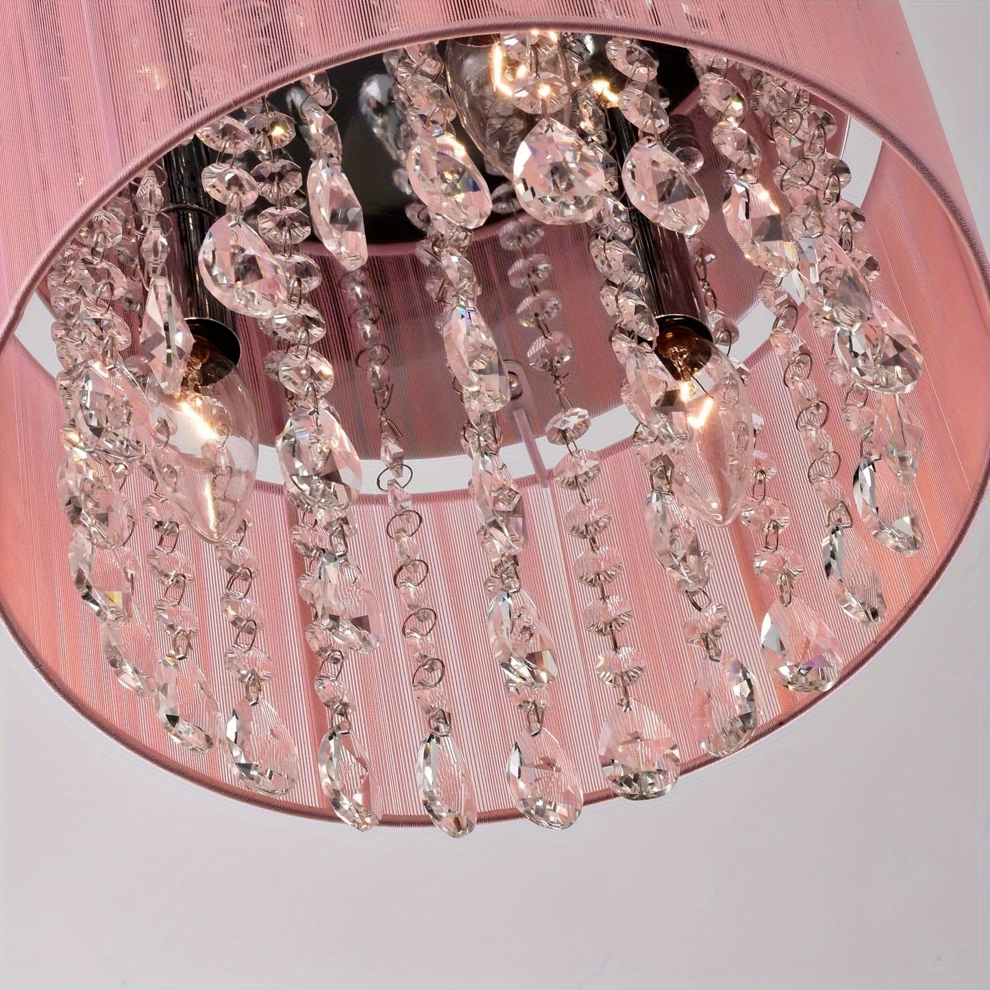 Modern Pink Crystal Chandelier – (Bulbs Not Included)