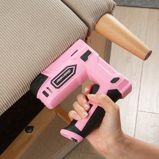 Bielmeier Pink Cordless Staple Gun, 2-in-1 Nail Gun Battery Powered With 2600pcs Staples And Nails, 4V Brad Nailer Tacker Electric Stapler For Home Improvement, Material Repair, Carpentry, Wood, DIY, The Perfect Gift For DIY Enthusiasts