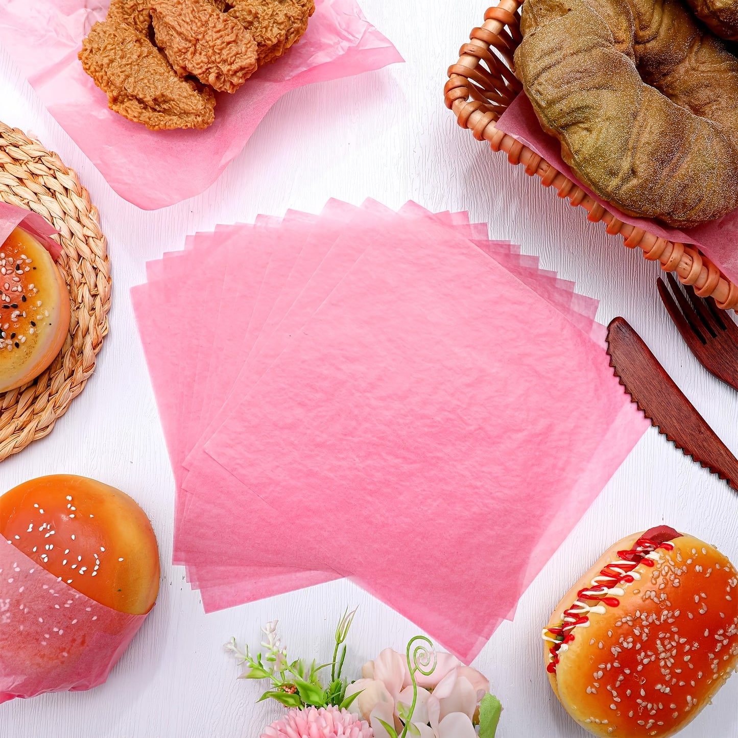 240pcs 7 X 7 Inch Deli Paper Sheets Sandwich  Wax Paper Oil Proof Food Basket Liners Food Wrapping Sheets for Bread, Party, Picnic, Festival, BBQ ()