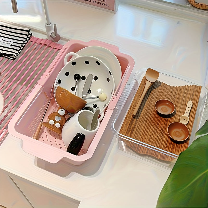 2pcs Pink Adjustable Plastic Sink Filter Basket