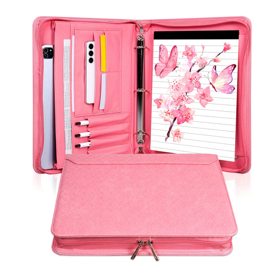 Vegan Faux Leather Binder Portfolio For Women And Men, 3 Ring Portfolio Binder With Zipper, A4 Planner Binder With Laptop Pocket, Legal Size Portfolio, Work Binder Organizer For Women