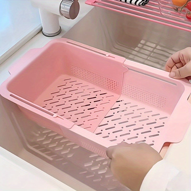 2pcs Pink Adjustable Plastic Sink Filter Basket