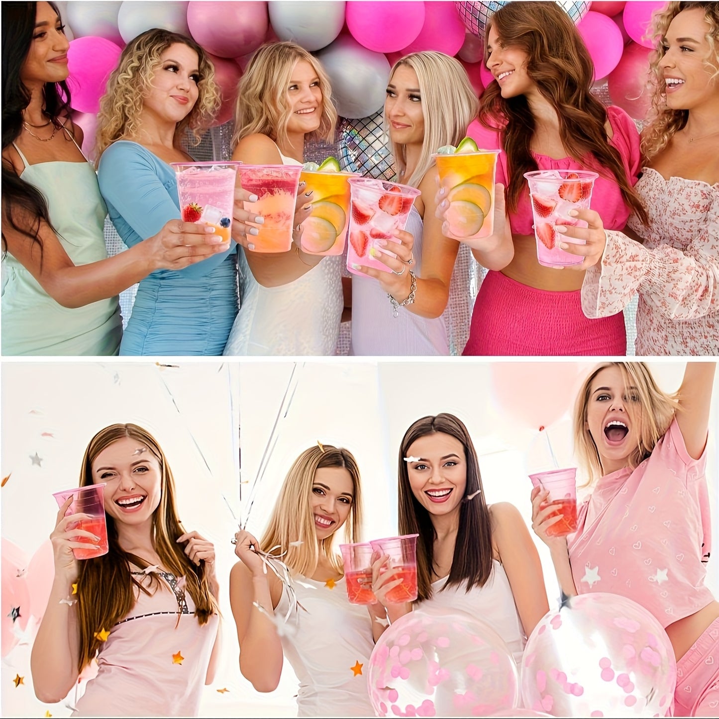 Pink plastic party cups, 16oz plastic cups, bulk supply, pink clear Roostertail cups, cute birthday cups, Best for Christmas, Perfect for Thanksgiving for Halloween,Christmas Event & Party Supplies Halloween&Christmas