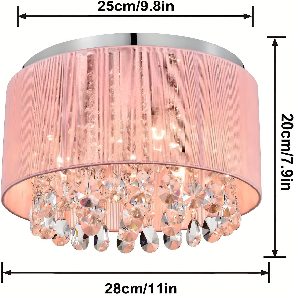 Modern Pink Crystal Chandelier – (Bulbs Not Included)