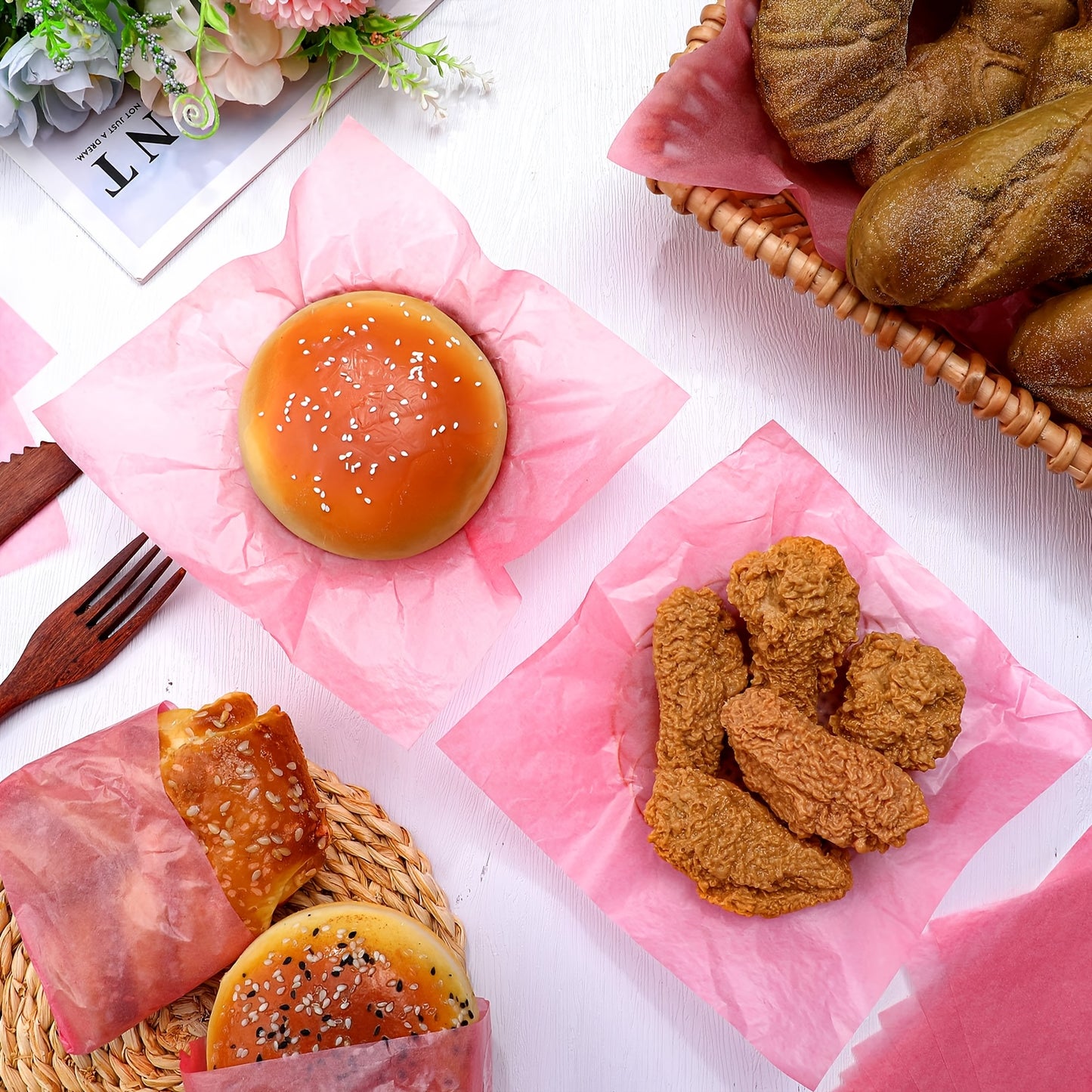 240pcs 7 X 7 Inch Deli Paper Sheets Sandwich  Wax Paper Oil Proof Food Basket Liners Food Wrapping Sheets for Bread, Party, Picnic, Festival, BBQ ()