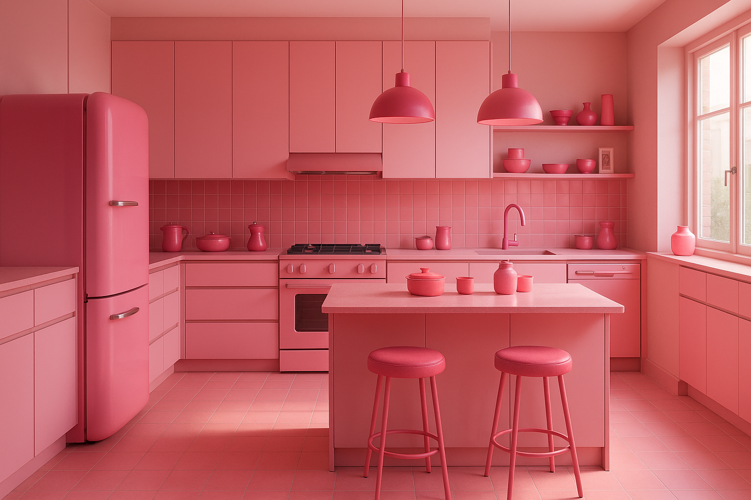 completely pink kitchen 