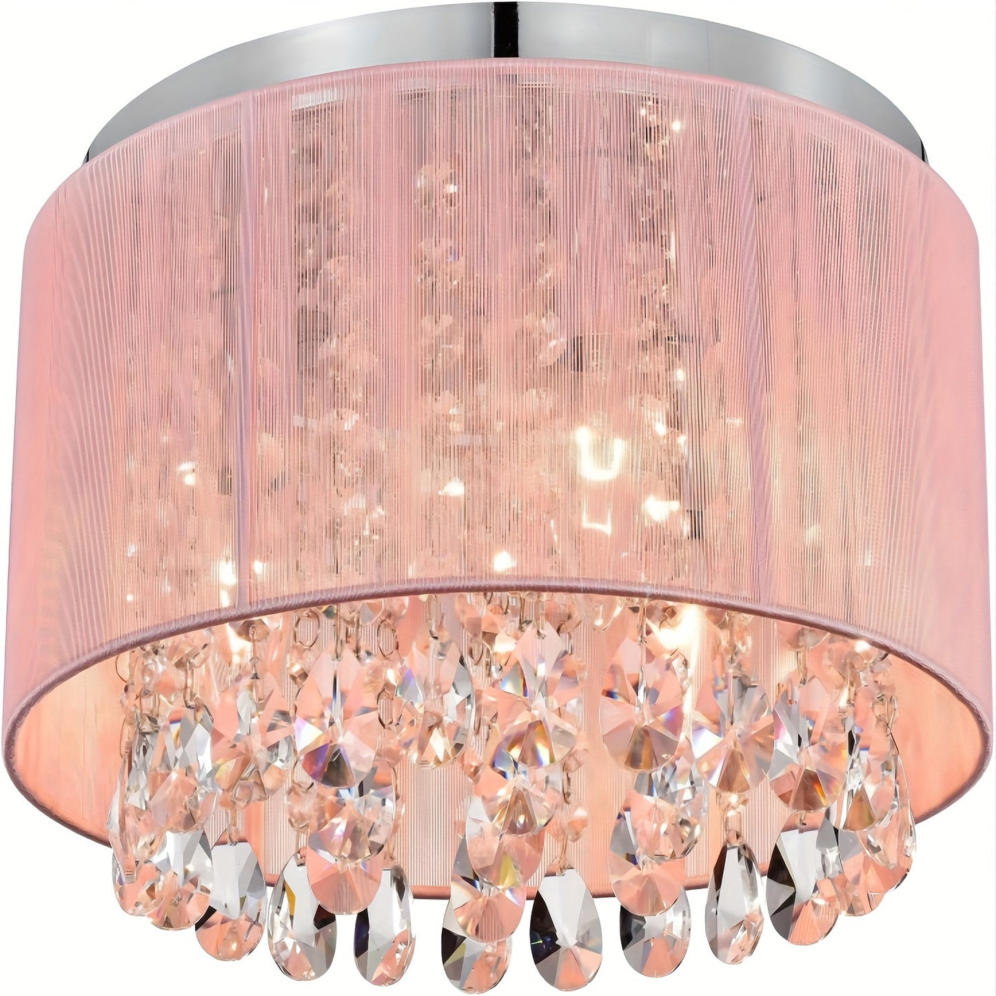 Modern Pink Crystal Chandelier – (Bulbs Not Included)
